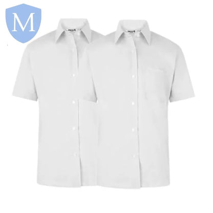 Plain Girls Full/Short Sleeved Blouse - White/Blue (Twin-Pack) (POA)