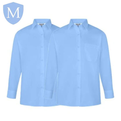 Plain Girls Full/Short Sleeved Blouse - White/Blue (Twin-Pack) (POA)