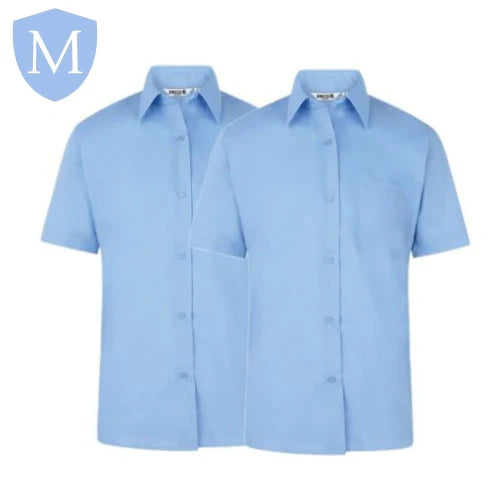 Plain Girls Full/Short Sleeved Blouse - White/Blue (Twin-Pack) (POA)