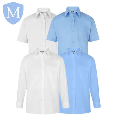 Plain Girls Full/Short Sleeved Blouse - White/Blue (Twin-Pack) (POA)