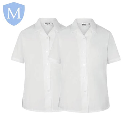 Plain Girls Full/Short Sleeved Open Neck Blouse - White/Blue (Twin-Pack) (POA)