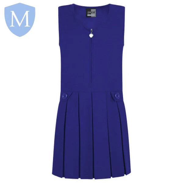 Plain Girls Gold Band Heart Pinafore - Royal