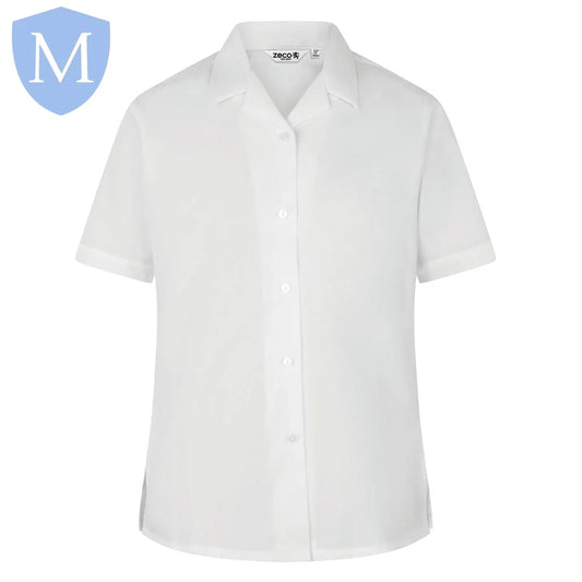 Plain Girls Open Neck Half Sleeve School Blouse – White