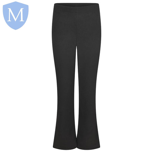 Plain Girls Ribbed Full Elasticated Trousers – Black | Girls School Trousers - MANSURI FASHIONS