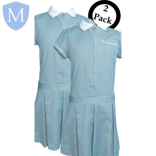 Plain Girls Summer Dress – Green (2 Pack) | Girls Summer School Dress - MANSURI FASHIONS