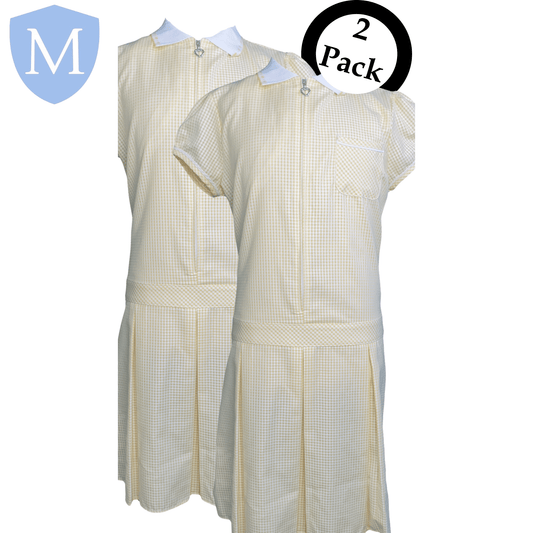 Plain Girls Summer Dress – Yellow (2 Pack) | Girls Summer School Dress - MANSURI FASHIONS