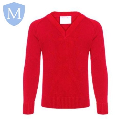 Plain Knitted V-Neck Jumpers - Red - MANSURI FASHIONS
