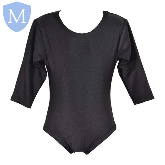 Plain Swimming Full Sleeved Leotard - Black | Modest Swimwear - MANSURI FASHIONS