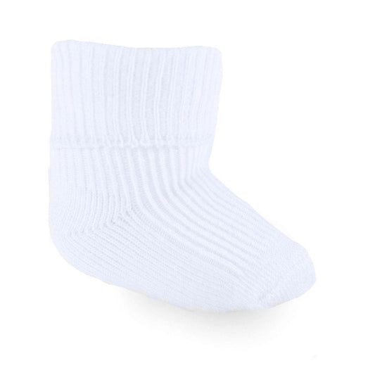 2 PAIR SET white RIBBED TINY BABY SOCKS (PREMATURE TURNOVER SOCKS) PRS03-W - Kidswholesale.co.uk