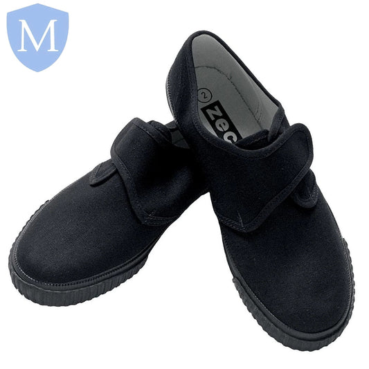 Sports Velcro Plimsolls - PE Pumps (Black) - MANSURI FASHIONS