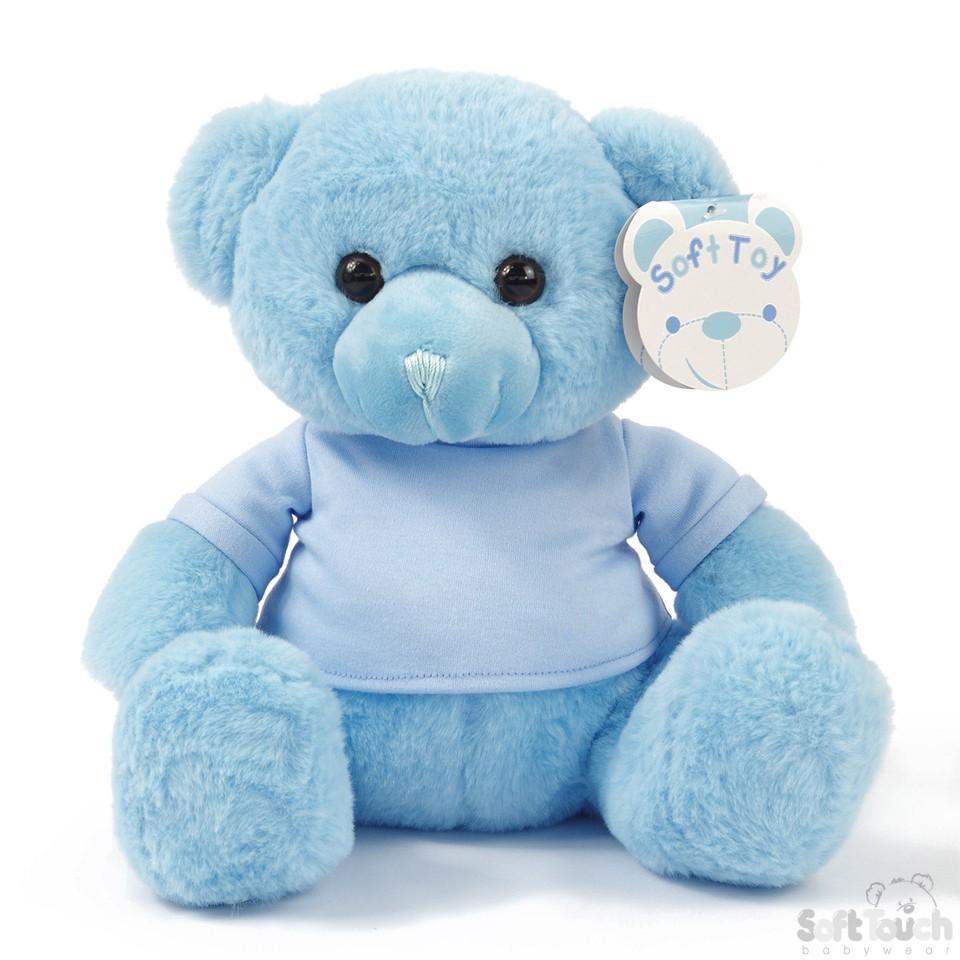 Blue Teddy Bear W/T Shirt -25cm - TB325-B - Kidswholesale.co.uk