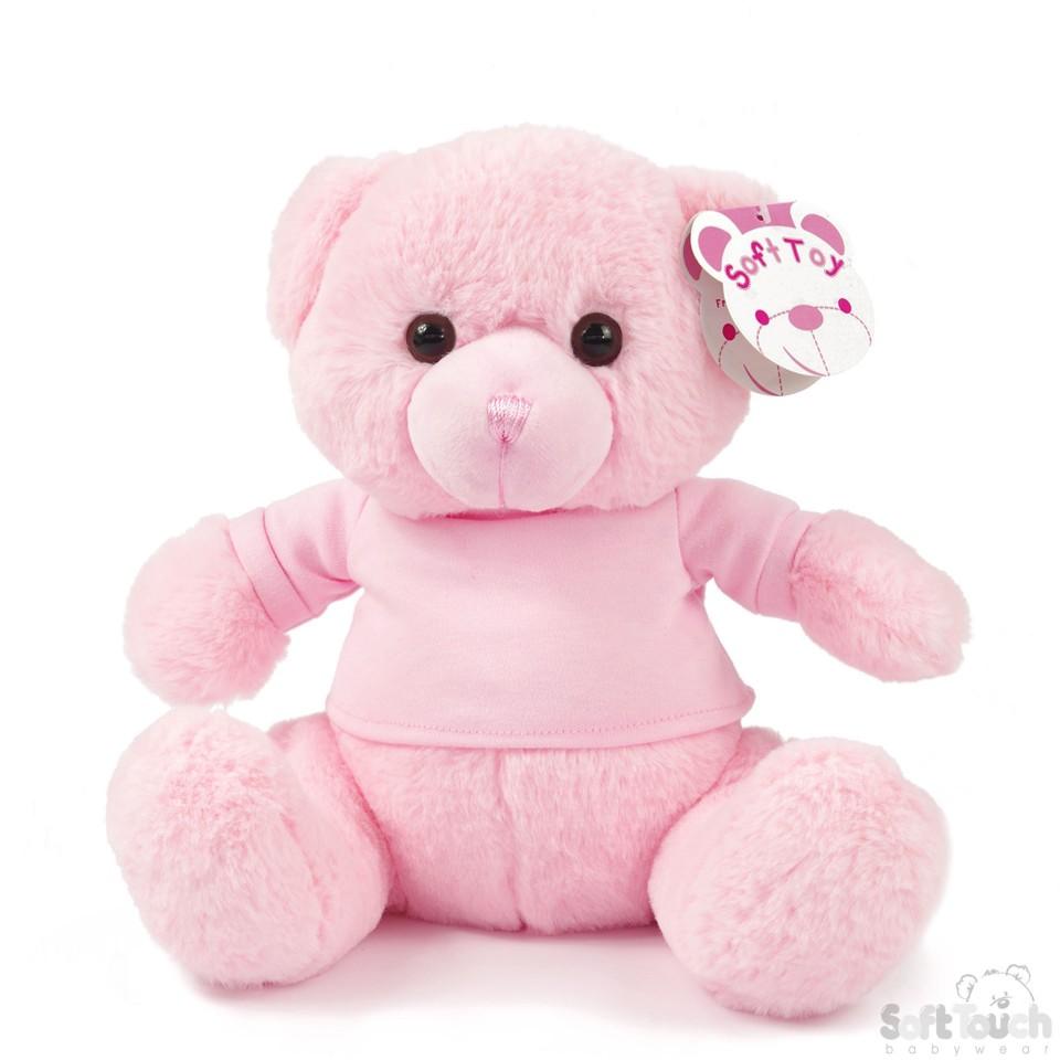 Pink Teddy Bear W/T Shirt -25cm - TB325-P - Kidswholesale.co.uk