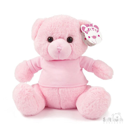 Pink Teddy Bear W/T Shirt -25cm - TB325-P - Kidswholesale.co.uk