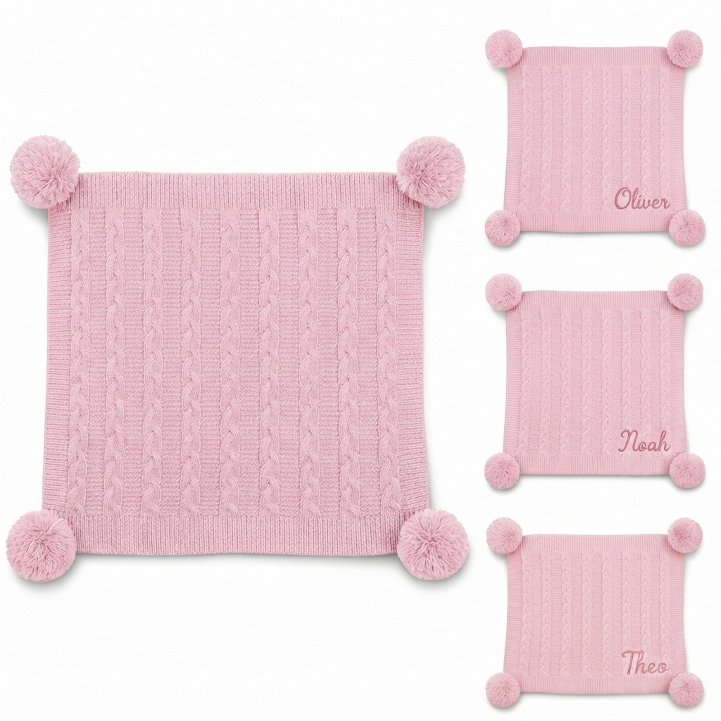 Personalized Infants Acrylic Recycled Cable Knit Wrap