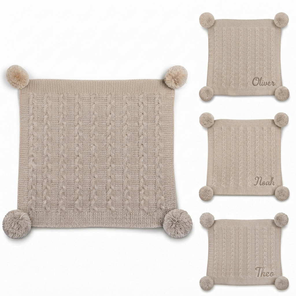 Personalized Infants Acrylic Recycled Cable Knit Wrap
