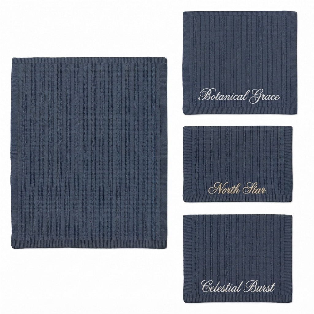 Personalized Cable Knit Wrap - Steel Blue