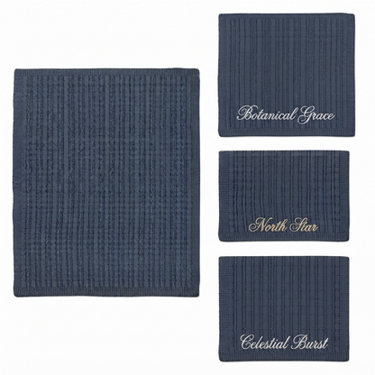 Personalized Cable Knit Wrap - Steel Blue