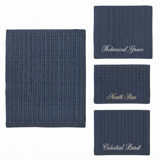 Personalized Cable Knit Wrap - Steel Blue
