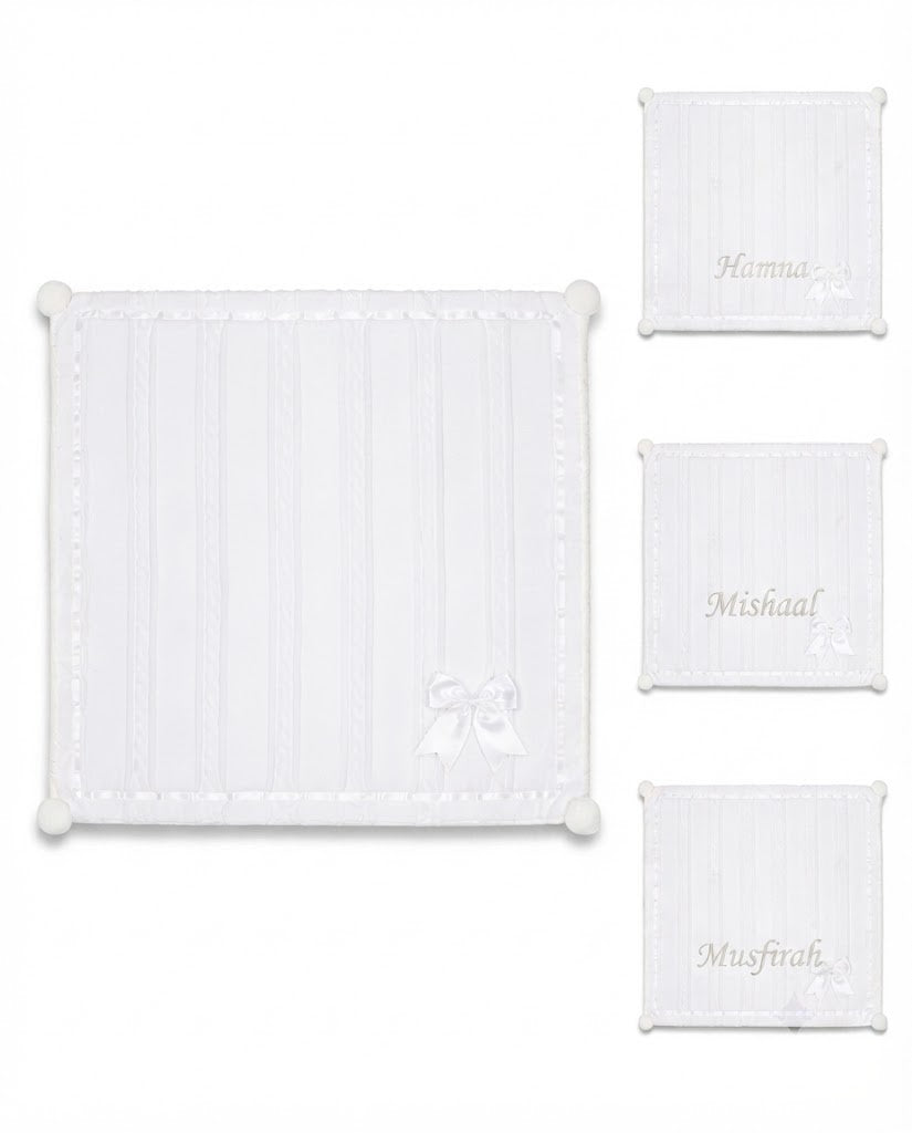 Personalized Luxe Chevron Cable Knit Baby Wrap with Satin Bow – Soft & Cosy