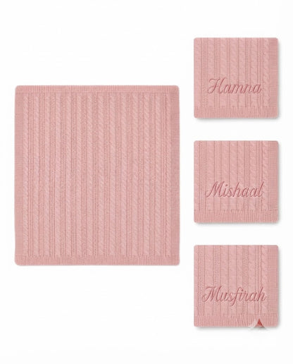 Personalized Cable Knit Wrap - Dusty Pink