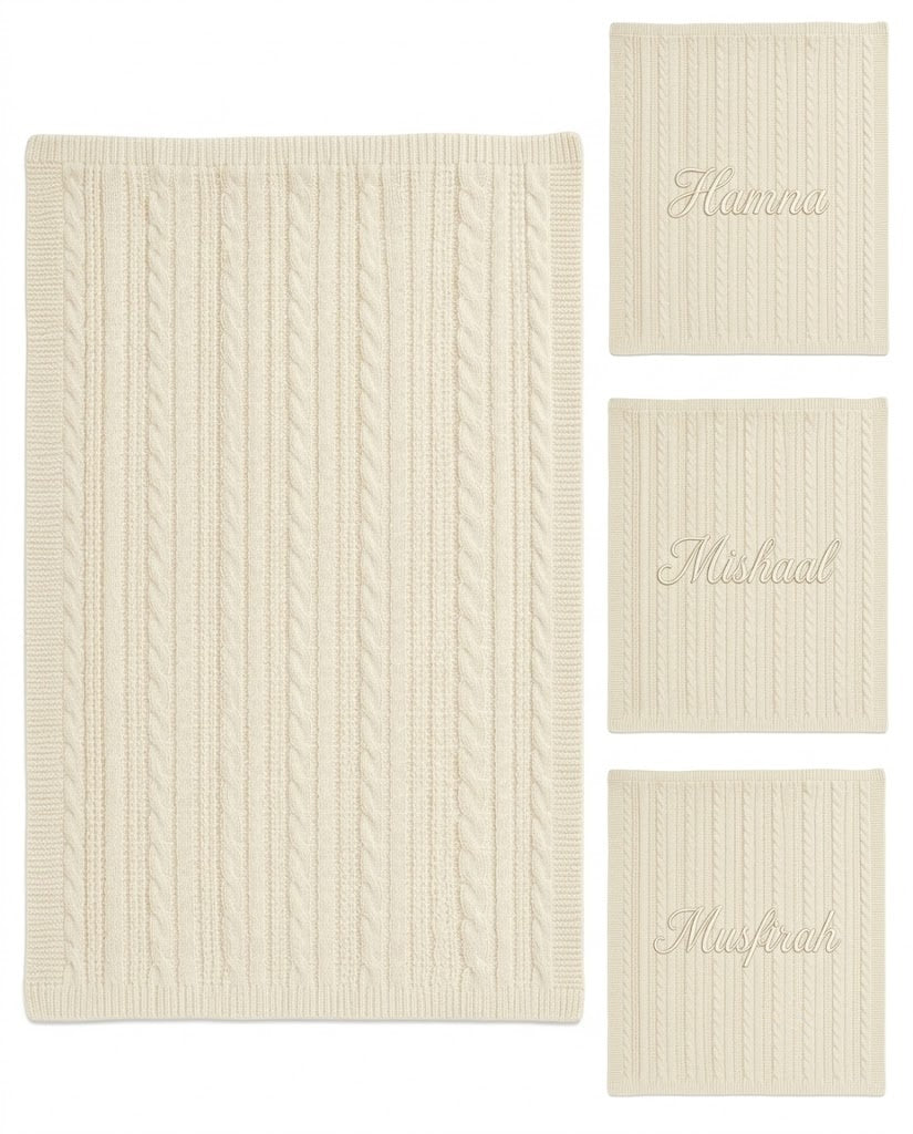 Personalized Cable Knit Wrap - Cream