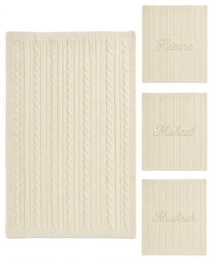 Personalized Cable Knit Wrap - Cream