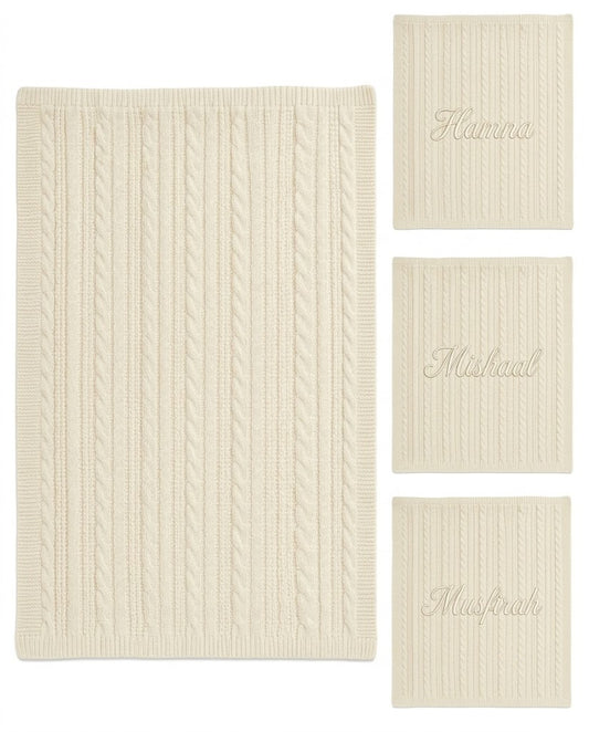 Personalized Cable Knit Wrap - Cream