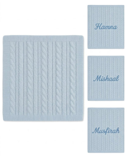 Personalized Cable Knit Wrap - Blue