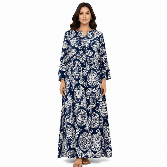 Women's Boho Long Sleeve Tiered Maxi Dress | Casual Gown - MANSURI FASHIONS