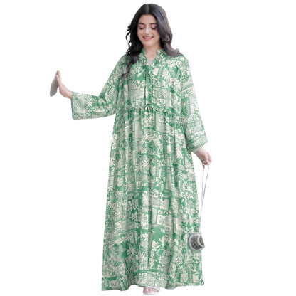 Women's Geometric Patterned Mandarin Collar Casual Resort Dress - MANSURI FASHIONS