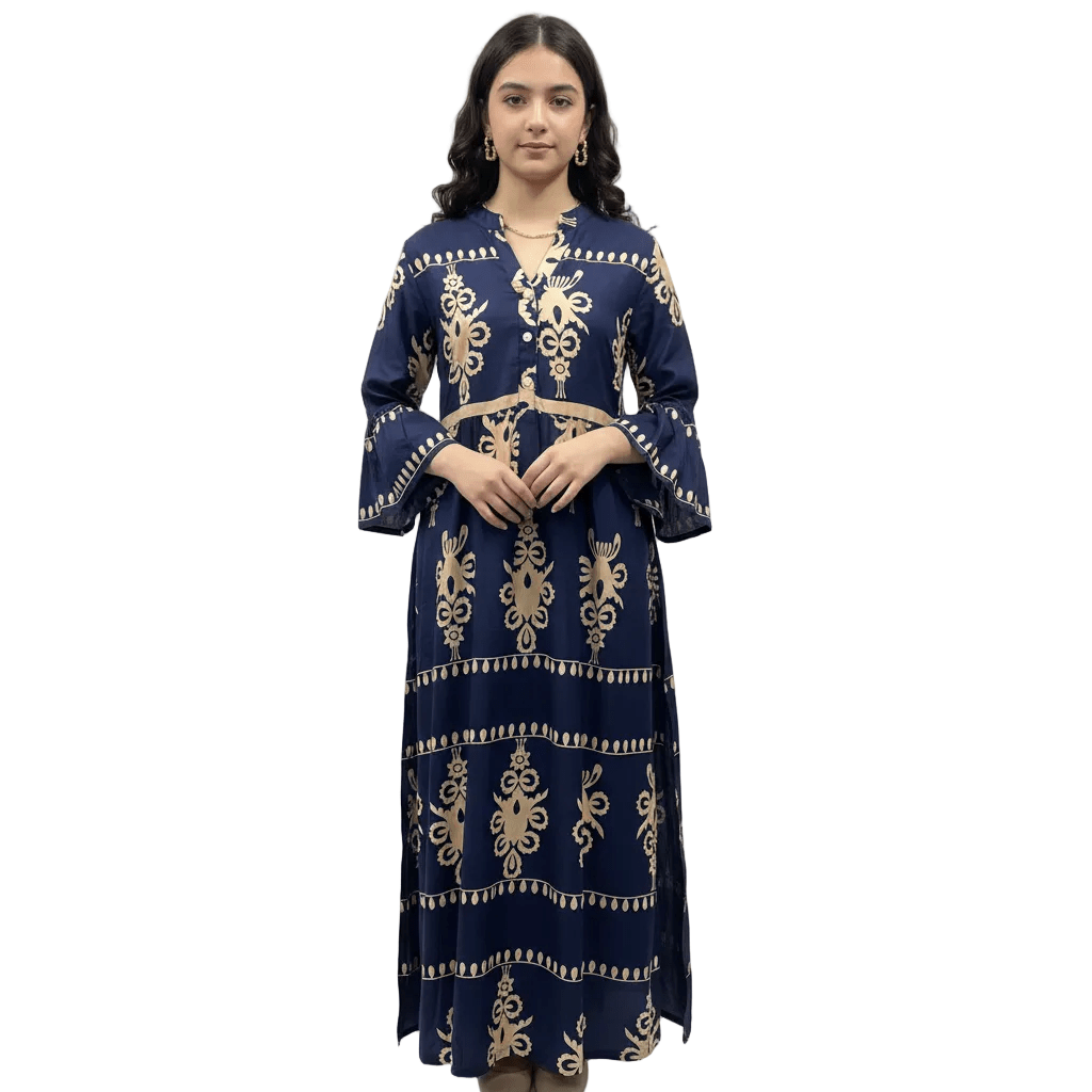 Women's Traditional Motif Print Long Kurti | Elegant Casual Wear - MANSURI FASHIONS